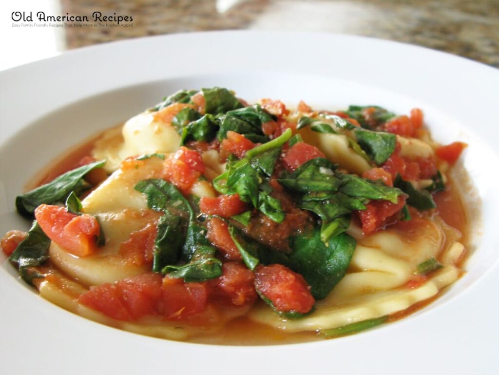 Ravioli with Spinach and Tomatoes