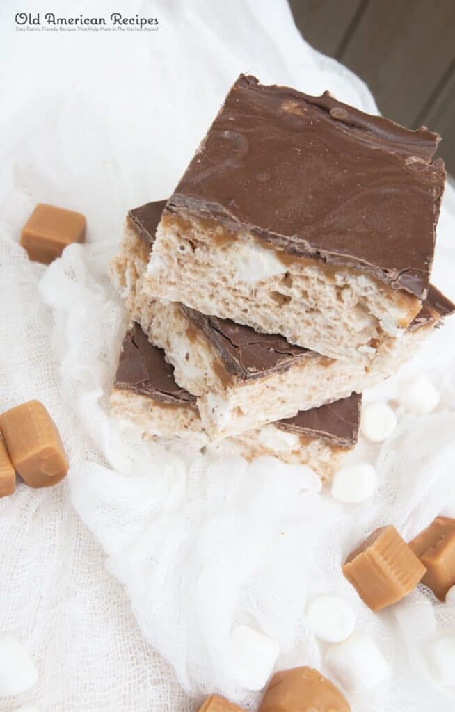 Chocolate, Caramel and Peanut Butter Rice Krispie Squares