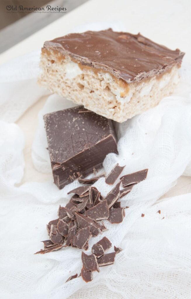 Chocolate, Caramel and Peanut Butter Rice Krispie Squares