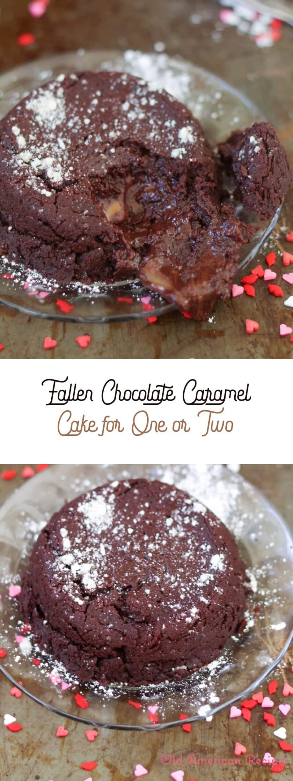 Fallen Chocolate Caramel Cake for One or Two