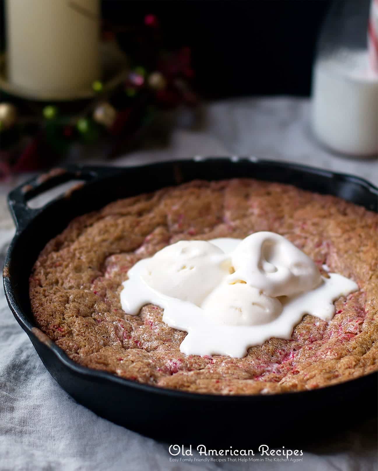 Candy Cane Skillet Cookie Old American Recipes