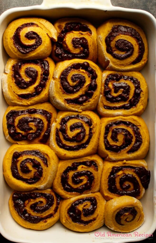 Pumpkin Cinnamon Rolls Swirled with Chocolate