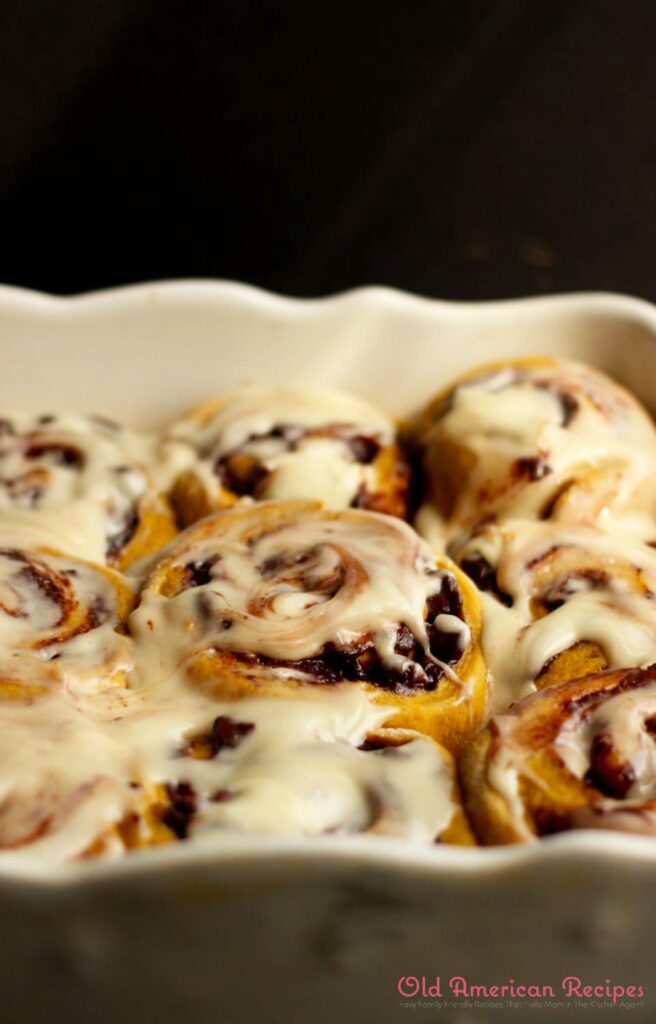 Pumpkin Cinnamon Rolls Swirled with Chocolate