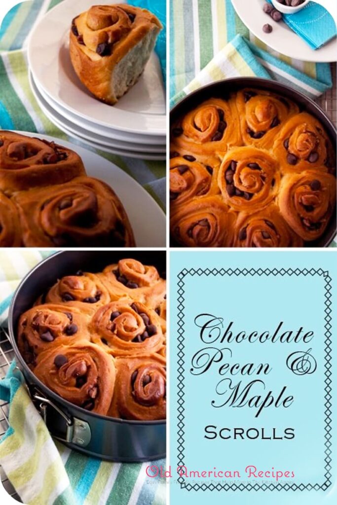 Chocolate pecan & maple scrolls