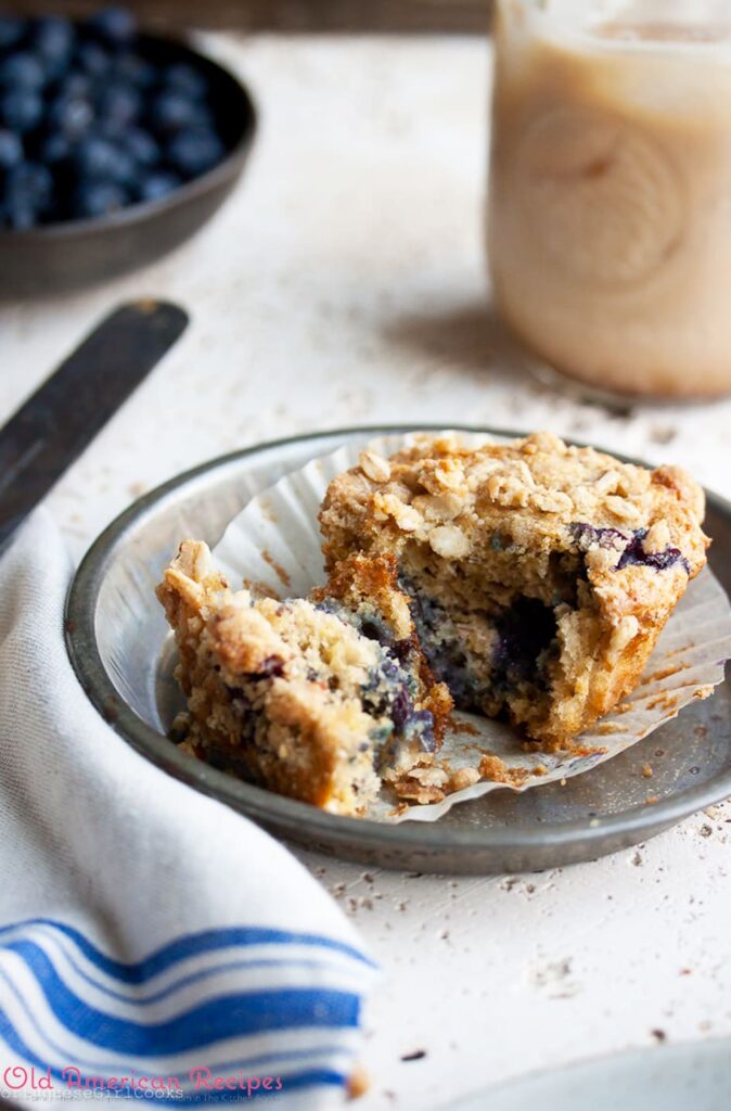 Healthy Blueberry Oat Muffins with Almond-Oat Crumble