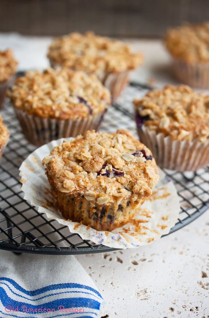 Healthy Blueberry Oat Muffins with Almond-Oat Crumble
