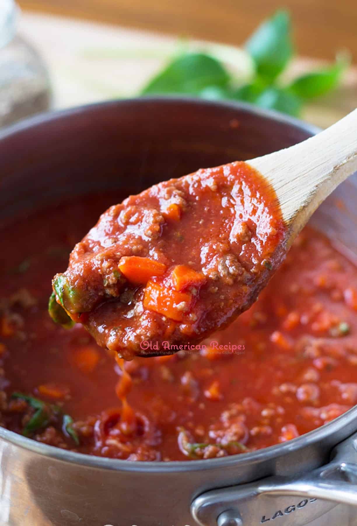 Spaghetti With Ground Beef Marinara Sauce Old American Recipes